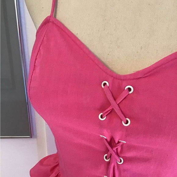 Pretty In Pink  vintage 80s corset Peplin, sweetheart midi dress - Picture 2 of 7